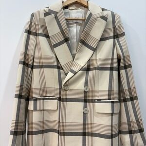 Plaid Double-Breasted Blazer